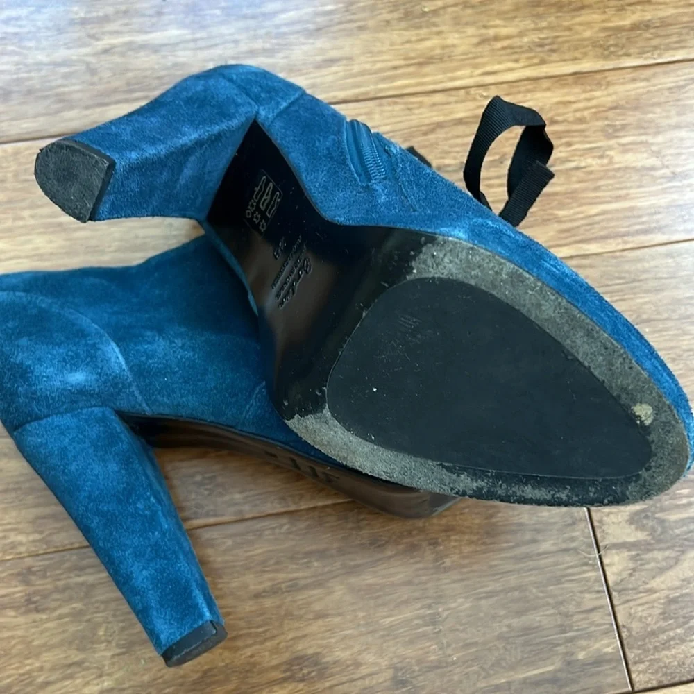 BODEN Booties Navy Lace Up/Side Zip Platform sz 38